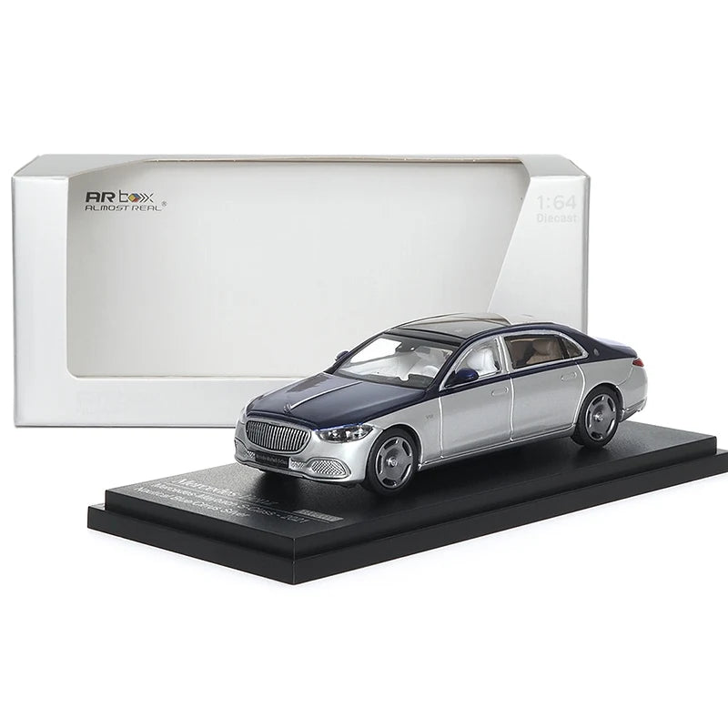 Almost Real AR+ 1/64 for Benz Maybach S-Class S680 2021 car model Limited personal collection company gift display Silver blue - IHavePaws