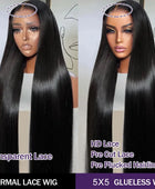 Glueless Straight 6x4 5x5 Lace Closure Pre Cut Lace Wig Brazilian Human Hair Transparent Lace Wigs Easy Wear Glueless Wigs 180%