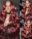 99j Burgundy Lace Front Wigs Human Hair Glueless Wine Red Colored Body Wave Wigs 13x6 13x4 HD Transparent Frontal Wigs