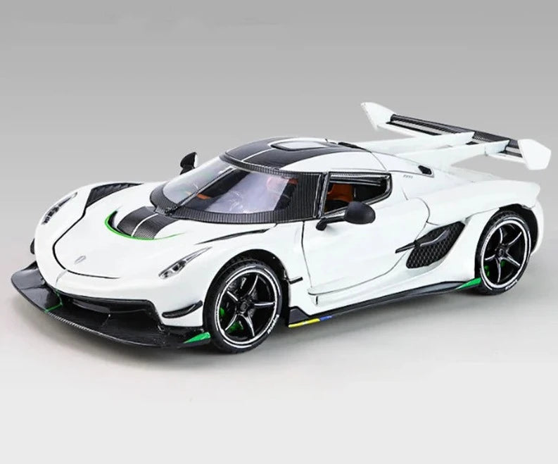 1:24 Koenigsegg Jesko Attack Alloy Racing Car Model Diecasts Metal Sports Car Vehicles Model Sound and Light Childrens Toys Gift White - IHavePaws