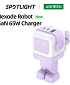 UGREEN 65W GaN Charger Robot Design Quick Charge 4.0 3.0 PPS for iPhone 15 14 13 Pro Macbook Laptop Tablet PD Fast Charger - IHavePaws