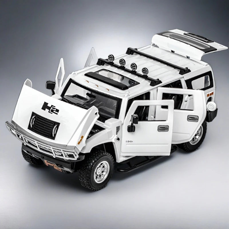 1/24 HUMMER H2 Alloy Car Model Diecasts & Toy Metal Off-road Vehicles Car Model Simulation Sound and Light Collection Kids Gifts White - IHavePaws