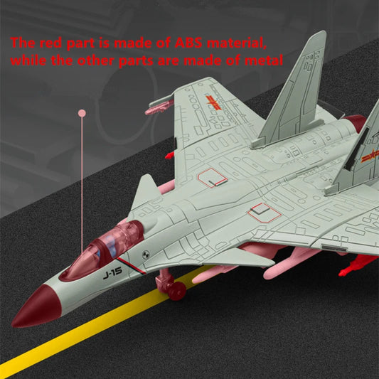 1/89 Flying Shark J-15 Alloy Stealth Fighter Aircraft Airplane Model Metal Fighter Battle Plane Model Sound and Light Kids Gifts