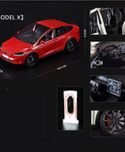 1:24 Tesla Model 3 Model Y Model X Roadster Alloy Car Model Diecast Metal Toy Vehicles Car Model Simulation Sound and Light Model X red - IHavePaws