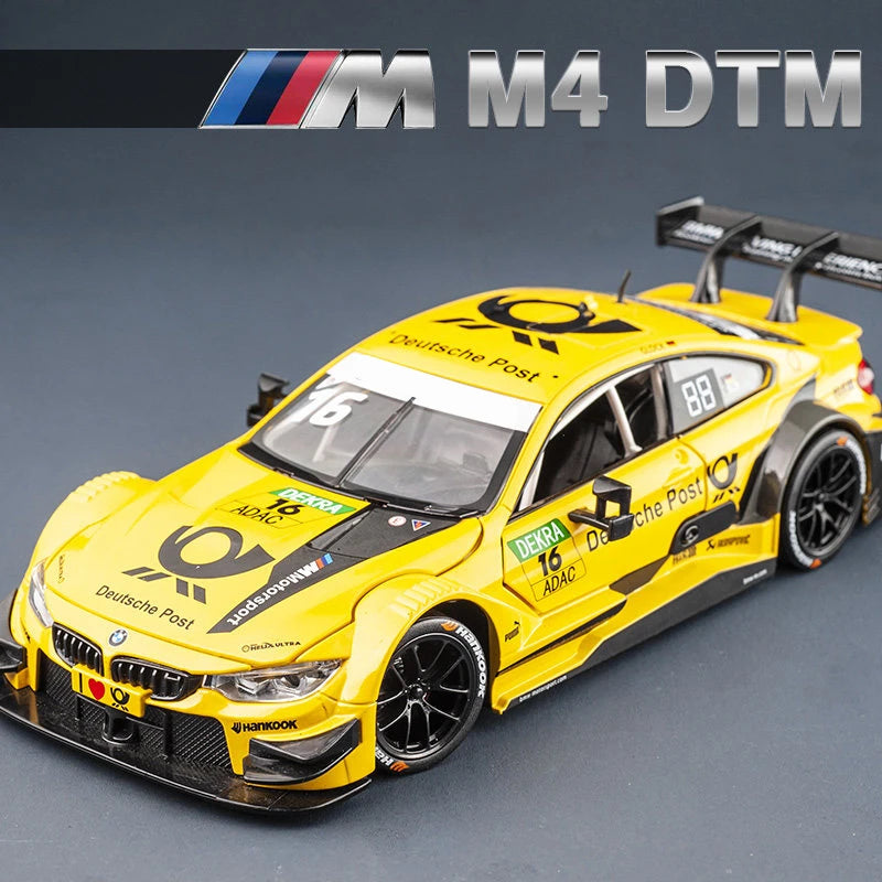 1:24 BMW CSL Alloy Track Racing Car Model Diecast Metal Toy Car Sports Model Simulation Sound and Light Collection Children Gift M4 DTM yellow - IHavePaws