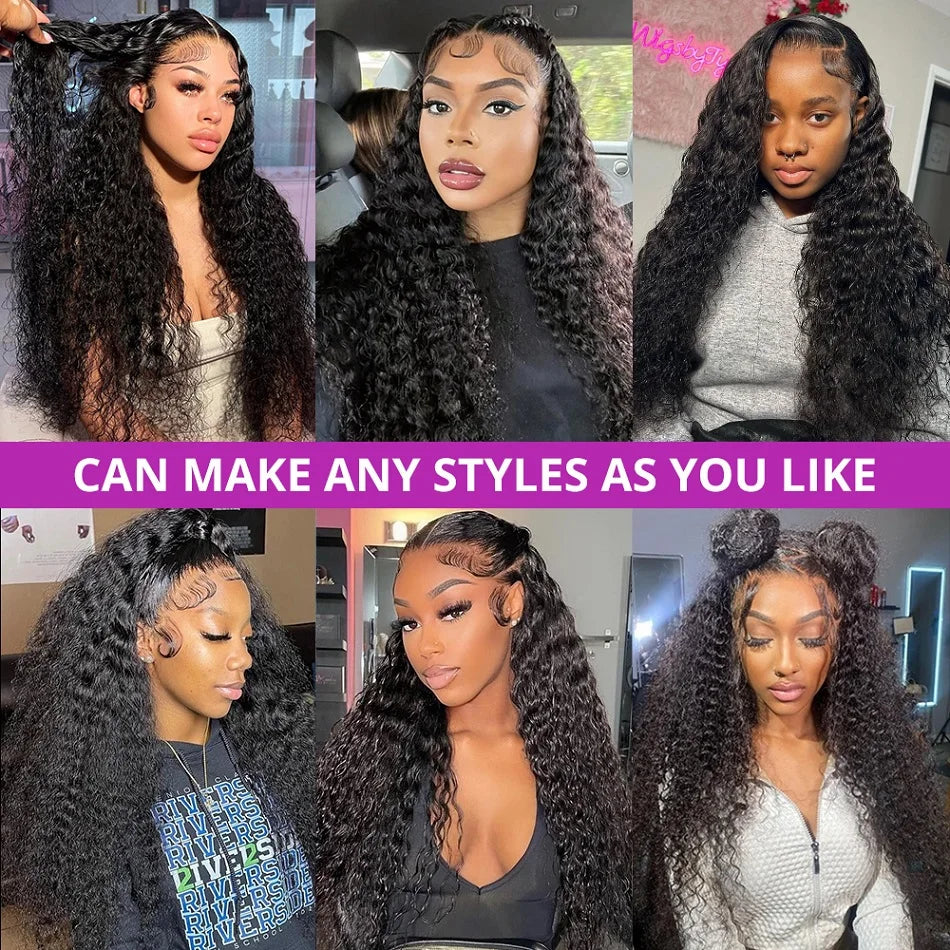 Deep Wave Curly Lace Front Wigs Brazilian Loose Water Wave 13x4 13x6 HD Lace Frontal Wig Preplucked Glueless Wig For Women