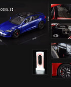 1:24 Tesla Model 3 Model Y Model X Roadster Alloy Car Model Diecast Metal Toy Vehicles Car Model Simulation Sound and Light Model S blue - IHavePaws