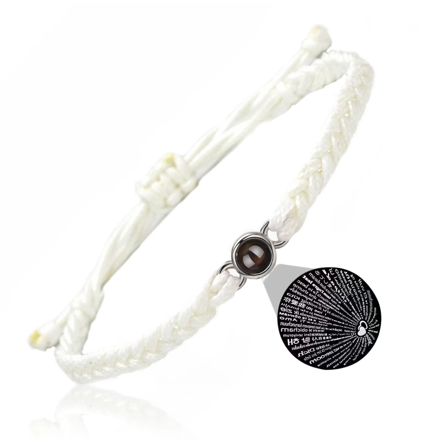 Projection Jewelry Classic Hand-Woven Ropes Custom Bracelets With Personalized Photos Suitable For Holiday Commemorative Gifts White and steel - IHavePaws