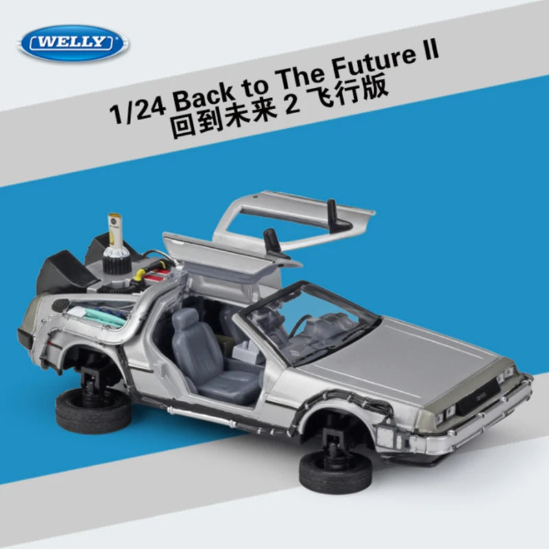 Welly 1:24 DMC-12 DeLorean Time Machine Back to the Future Car Model Diecast Metal Car Model Simulation Collection Kids Toy Gift - IHavePaws