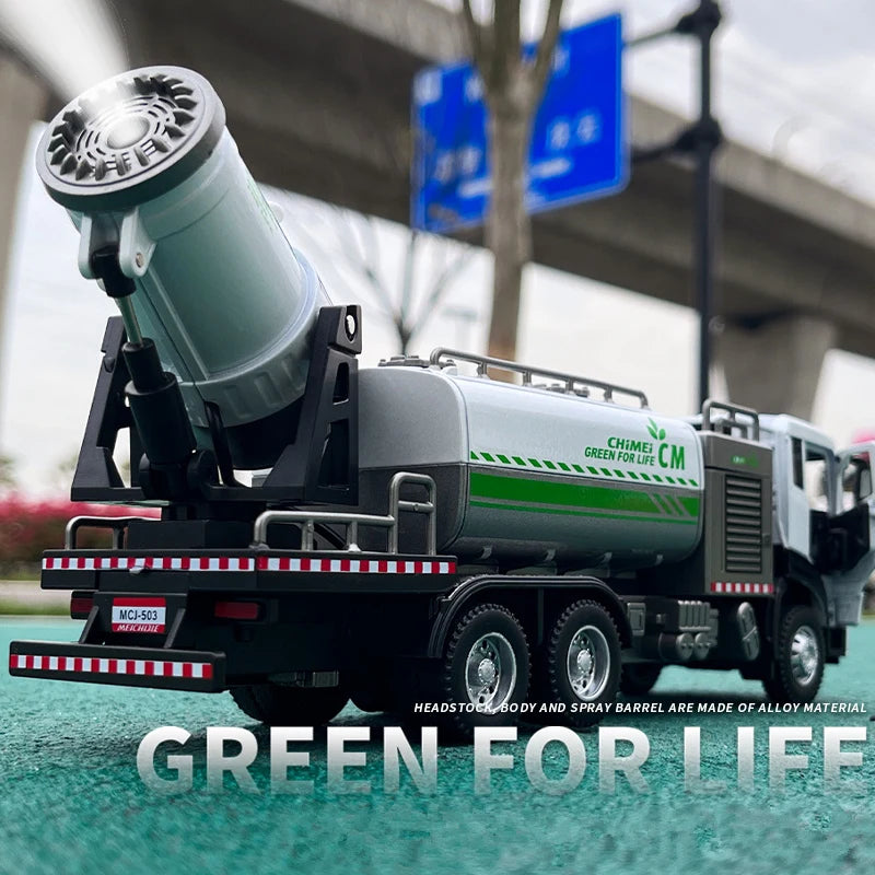 Alloy Dust Removal Disinfection Car Truck Model City Sanitation Vehicles Car Model With Spray Sound and Light Childrens Toy Gift