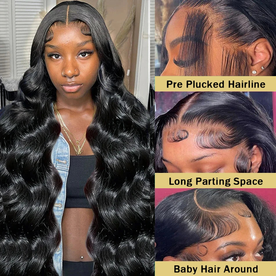 Hd 180 Density 13x4 Lace Frontal Human Hair Wigs Brazilian Body Wave 13x6 Lace Front Wig 32 Inch Remy For Black Woman