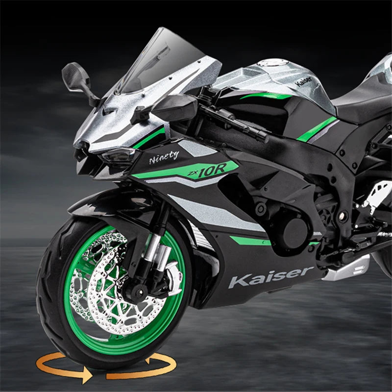 1:12 Kawasakis Ninja ZX-10R Alloy Sports Motorcycle Model Diecasts Street Racing Motorcycle Model Sound and Light Kids Toys Gift