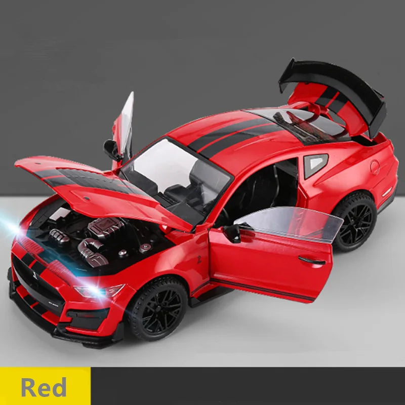 Large Size 1/18 Ford Mustang Shelby GT500 Alloy Sports Car Model Diecasts Metal Racing Car Model Sound and Light Kids Toys Gifts Red - IHavePaws