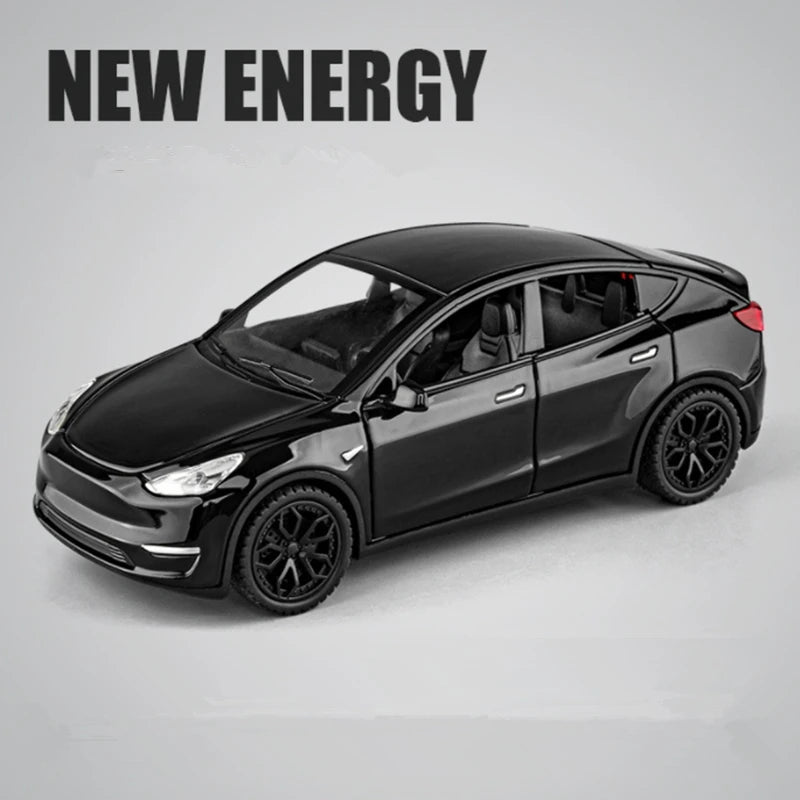 1:32 Tesla Model Y SUV Alloy Car Model Diecast Metal Vehicles Car Model Simulation Collection Sound and Light Childrens Toy Gift Black - IHavePaws