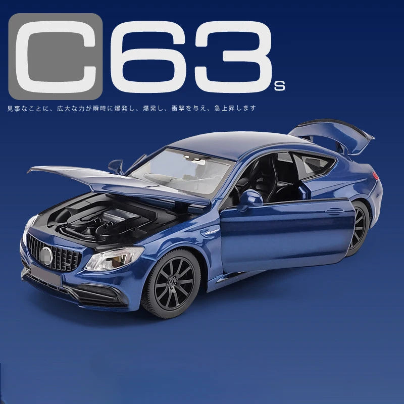 1:32 C63S Coupe Alloy Sports Car Model Diecast Metal Toy Vehicles Car Model Collection High Simulation Sound and Light Kids Gift 1 32 Blue 1 - IHavePaws