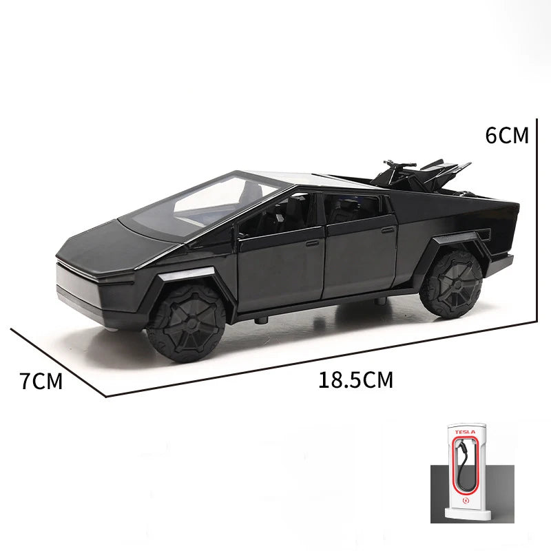 1:24 Tesla Model Y Model 3 Tesla Model S Alloy Die Cast Toy Car Model Sound and Light Cybertruck Black - IHavePaws