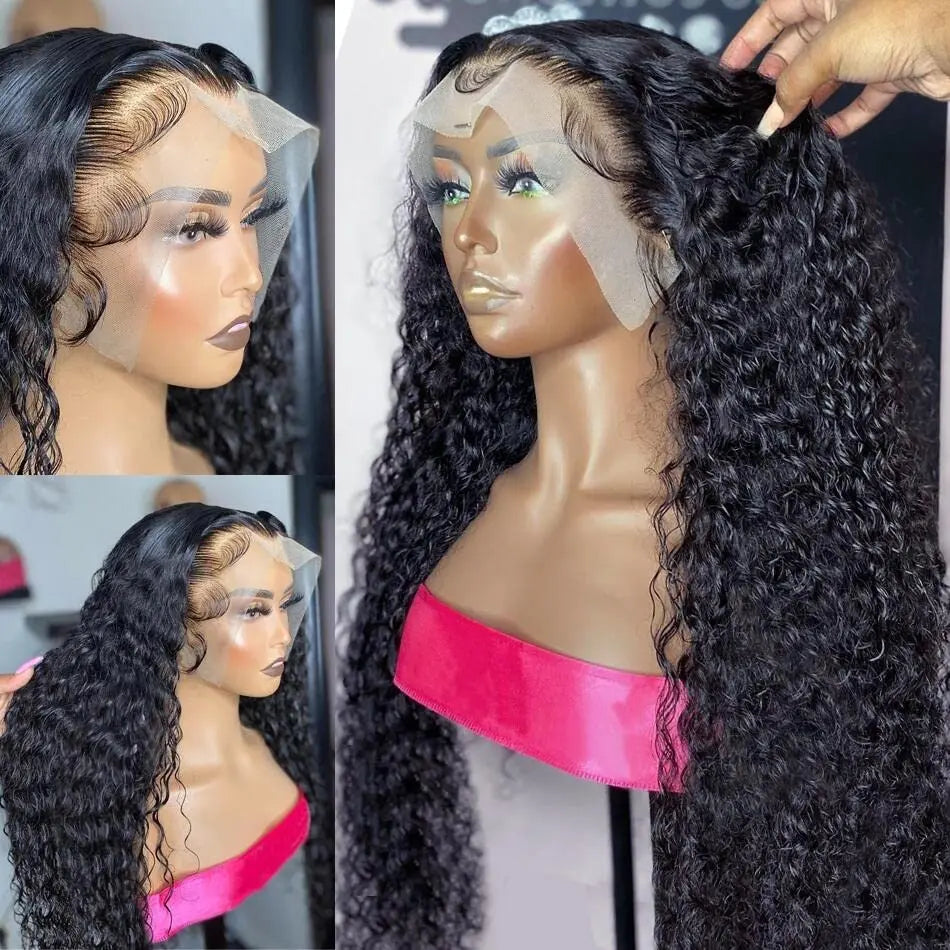 Curly Lace Front Wig 13x4 13x6 Deep Wave Transparent Lace Frontal Wigs For Women Glueless Wig Human Hair 180 Density Wear And Go