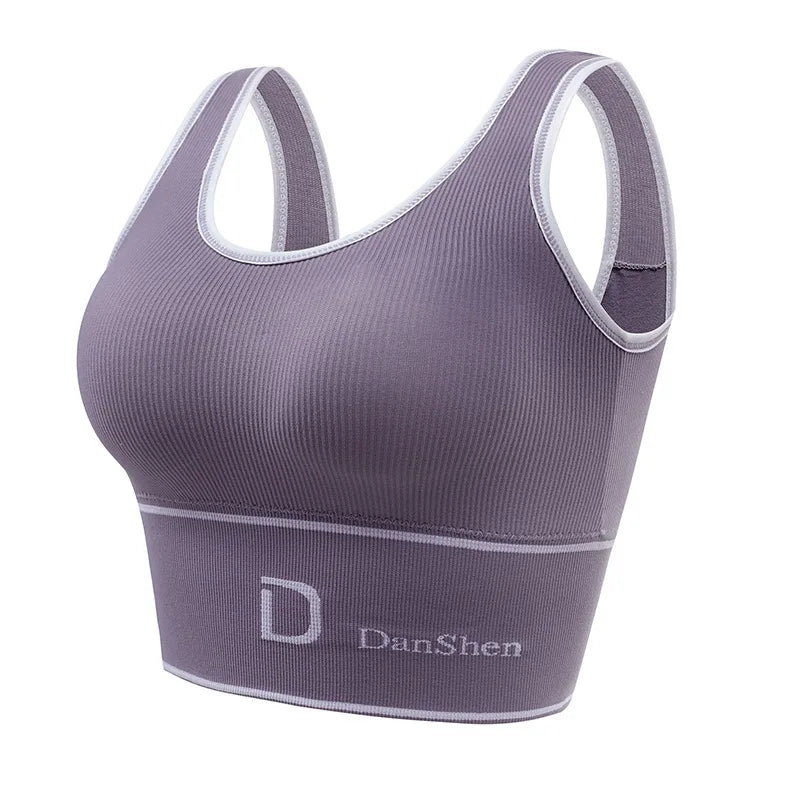 D-Shaped Underwear Women's bra Seamless Deep U-Shaped Back-Shaping Tube Top Yoga Sports Bra Without Steel Ring All-Match Base Purple / Plus size (61-85kg) - IHavePaws
