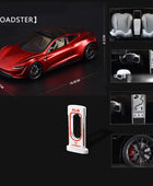 1:24 Tesla Model 3 Model Y Model X Roadster Alloy Car Model Diecast Metal Toy Vehicles Car Model Simulation Sound and Light Roadster red - IHavePaws
