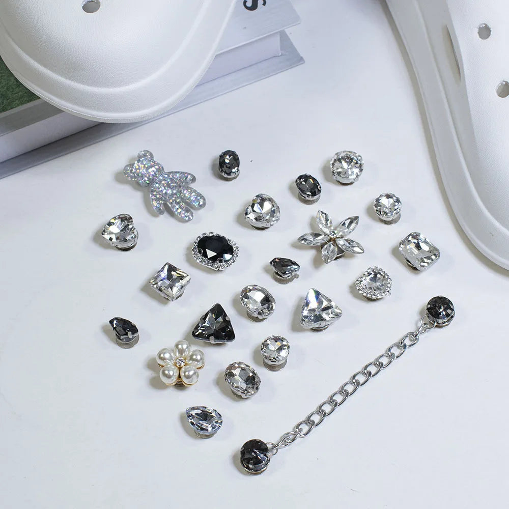 Shoe Charms for Crocs DIY Diamond Pearl Chain Detachable Decoration Buckle for Croc Shoe Charm Accessories Kids Party Girls Gift A - IHavePaws