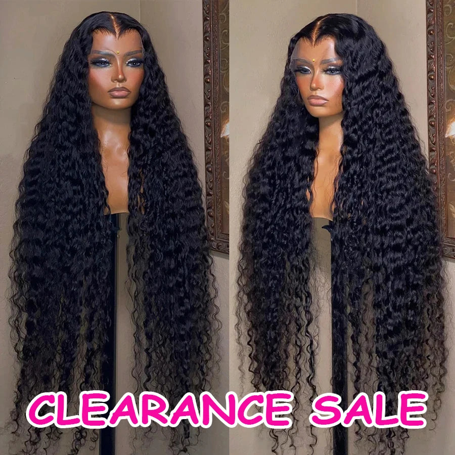 Deep Wave 13x6 HD Transparent Lace Frontal Human Hair Wigs 180% 38Inch Brazilian Remy 13x4 Water Curly Front Wig For Women