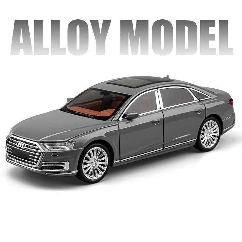 New 1:24 AUDI A8 Alloy Car Model Diecasts Metal Toy Luxy Vehicles Car Model Simulation Sound and Light Collection Childrens Gift Gray - IHavePaws