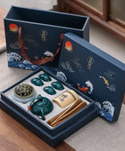 Kung Fu Tea Set Chinese Tea Ceremony Ceramic Set Gift Boxed G - IHavePaws