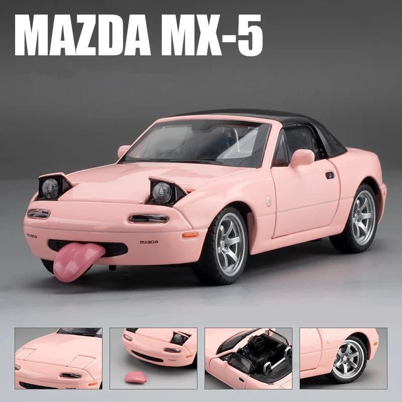 1:32 MAZDA MX-5 Alloy Sports Car Model Diecast Metal Toy Car Vehicle Model High Simulation Sound and Light Collection Kids Gifts Pink - IHavePaws