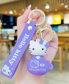 Cute Sanrio 4 Color Hello Kitty Key Chain Women Kuromi Keychain Girl Birthday Gift Cinnamoroll Schoolbag Pendant Kid Car Keyring Style blue - ihavepaws.com