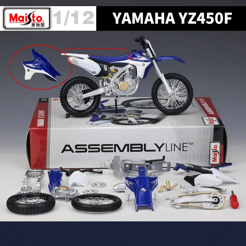 Maisto Assembly Version 1:12 Yamaha YZ450F Alloy Sports Motorcycle Model Diecast Metal Toy Street Motorcycle Model Children Gift Blue - IHavePaws