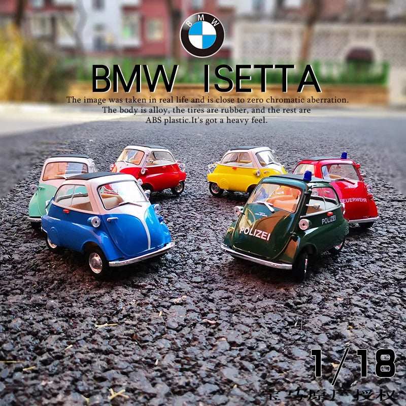 WELLY 1:18 BMW Egg Isetta Alloy Car Model Diecast Metal Toy Classic Vehicles Car Model Simulation Miniature Scale Childrens Gift