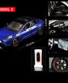 1:24 Tesla Model 3 Model Y Model X Roadster Alloy Car Model Diecast Metal Toy Vehicles Car Model Simulation Sound and Light Model 3 blue - IHavePaws