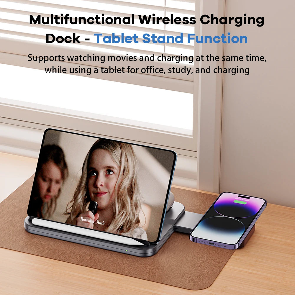 15W Fast Wireless Charger Dock Station 5 In 1 Wireless Charging Stand for Iphone  11 12 13 Mini Pro Max Apple Watch AirPods Pro
