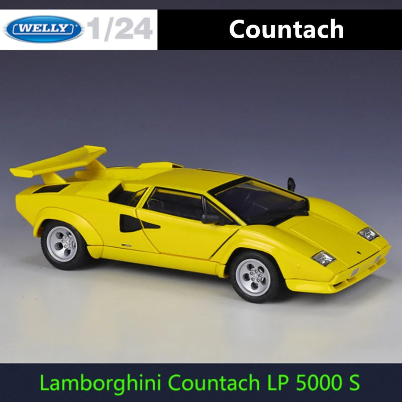 Welly 1:24 Lamborghini Countach LP5000s Alloy Sports Car Model Diecasts Metal Race Car Model Simulation Collection Kids Toy Gift Yellow - IHavePaws