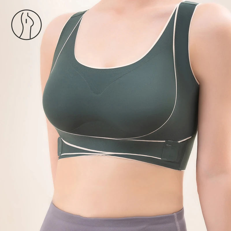 Sports Bra Front Adjustable Buckle Wireless Padded Comfy Gym Yoga Underwear Breathable Workout Fitness Top Low Intensity Women - IHavePaws