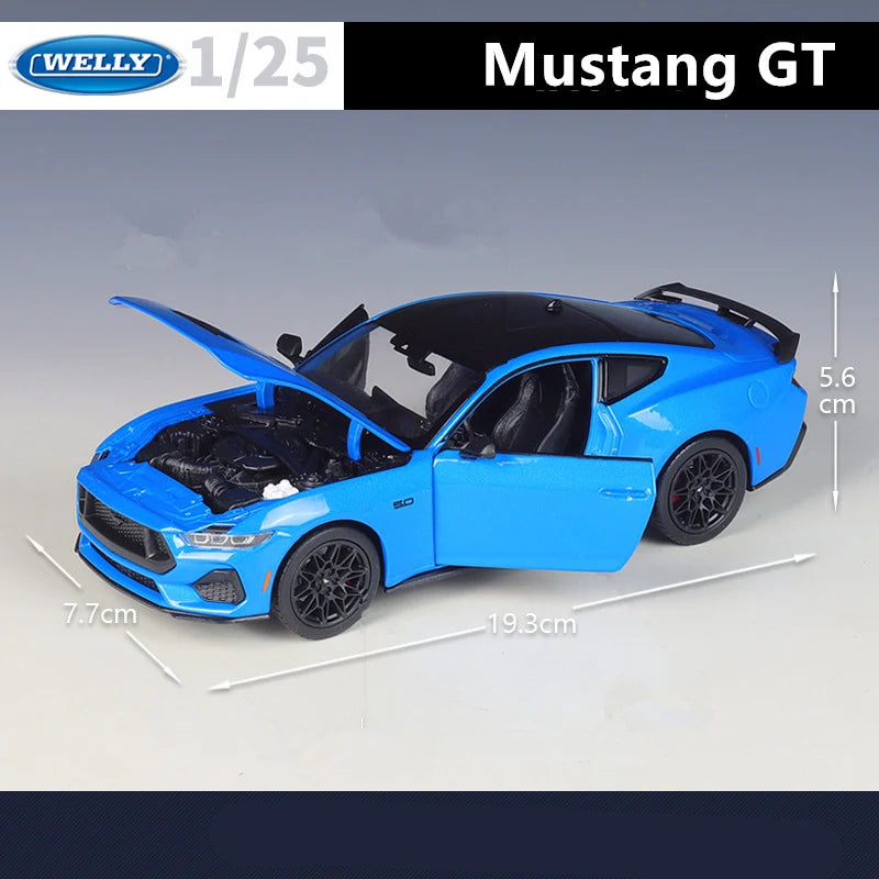 Welly 1:25 2024 Ford Mustang GT Shelby Alloy Sports Car Model Diecasts Metal Racing Car Vehicles Model Simulation Kids Toys Gift