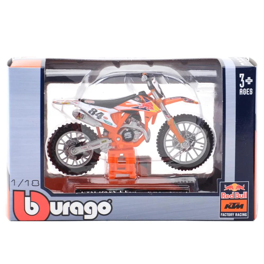 Bburago 1:18 2019 KTM 450 Rally 1 Red Bull Alloy Racing Motorcycle Model Diecast Metal Track Motorcycle Model Childrens Toy Gift SX-F - IHavePaws
