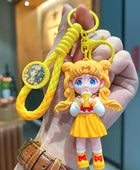 New Sailor Moon Figure Keychain Cartoon Cute Girl Keyring Pendant Women's Car Key Chain Accessories Bag Charm Gift for Daughter Yellow - ihavepaws.com