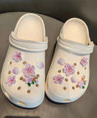 DIY Romantic Cherry Blossom Shoe Charms for Crocs Clogs Slides Sandals Garden Shoes Decorations Charm Set Accessories Kids Gifts - ihavepaws.com