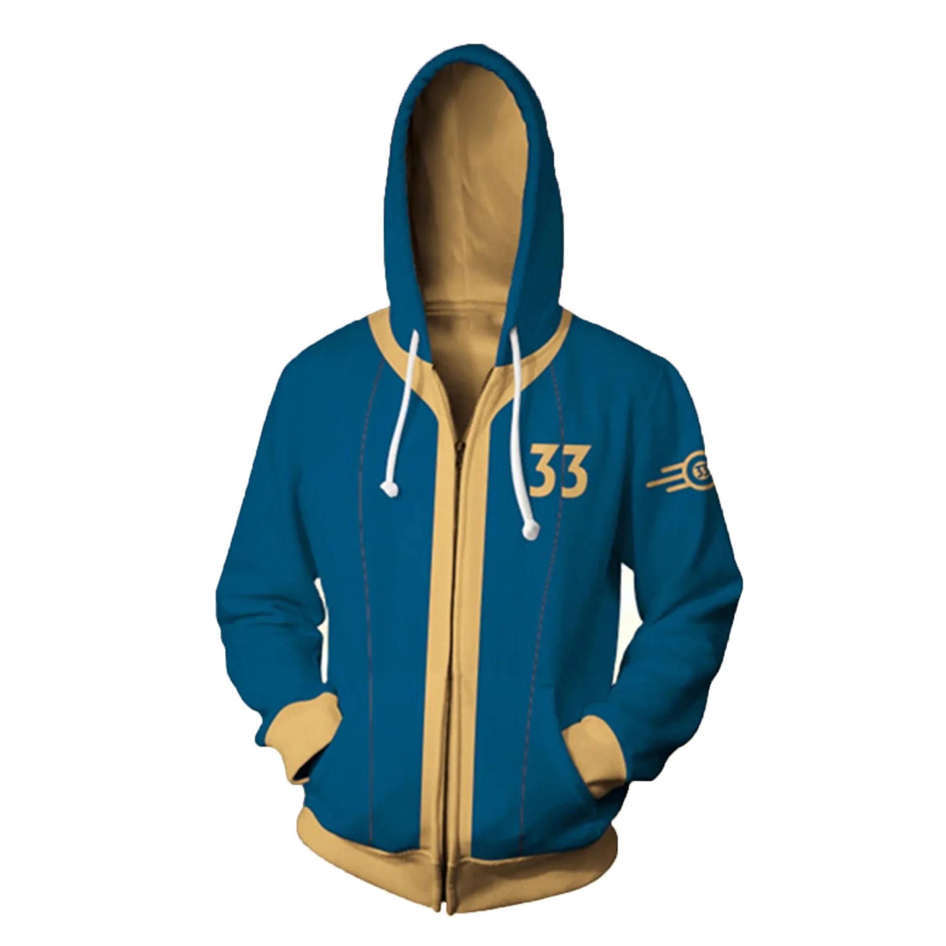 Fallout 4 Game Cosplay Costume Hoodie Vault 111 33 Shelter Zip Up 3D Print Jacket Sweatshirt street Coat - IHavePaws