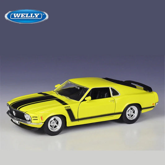 WELLY 1:24 1970 Ford Mustang BOSS 302 Alloy Racing Car Model Diecast Metal Sports Car Vehicle Model Simulation Children Toy Gift - IHavePaws