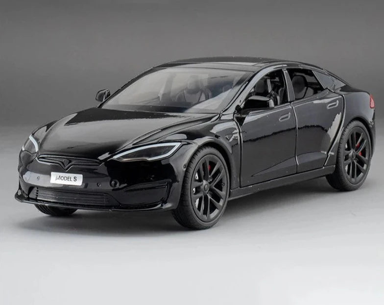 1:24 Tesla Model Y Model 3 Tesla Model S Alloy Die Cast Toy Car Model Sound and Light Model S Black - IHavePaws