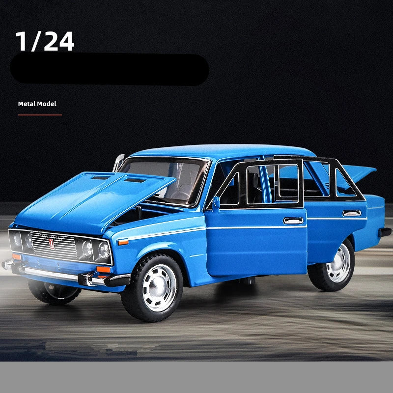 1/24 LADA 2106 Classic Car Alloy Car Model Diecast Metal Toy Police Vehicles Car Model High Simulation Collection Childrens Gift Blue - IHavePaws
