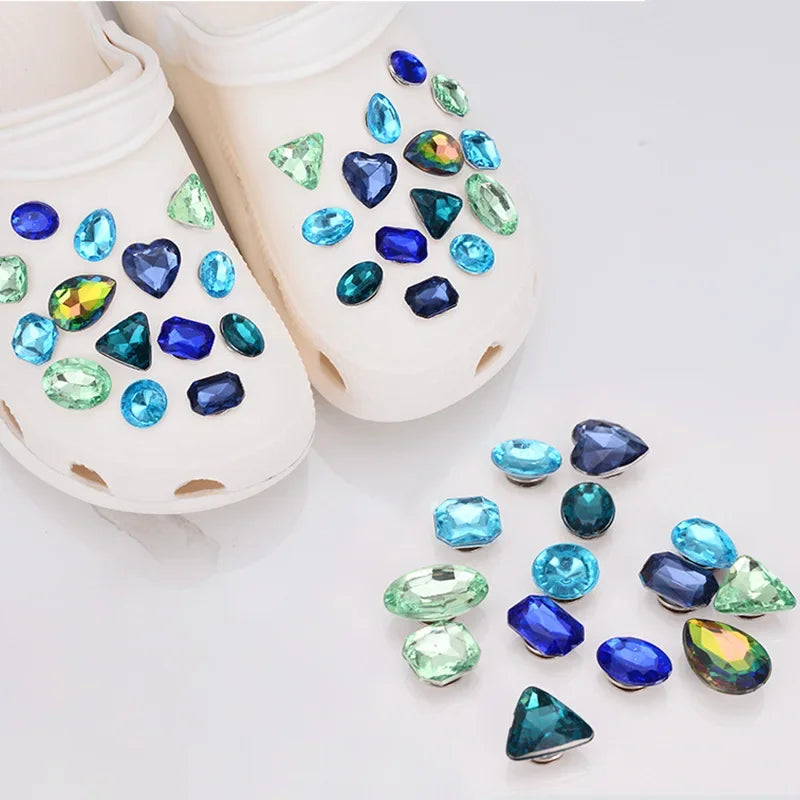 Shoe Charm for Crocs DIY Pins Sparkling Crystal Gems Decoration Buckle for Croc Charms Set Accessories Kids Girls Gift D - IHavePaws