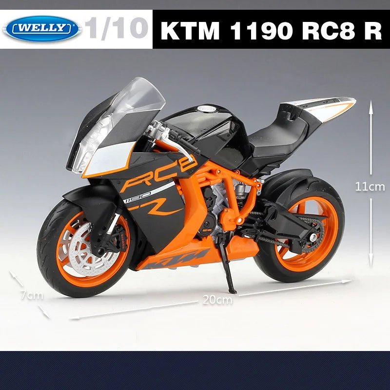 WELLY 1:10 KTM 1190 RC8 R Alloy Racing Motorcycle Model Diecast Metal Street Cross-country Motorcycle Model Simulation Kids Gift