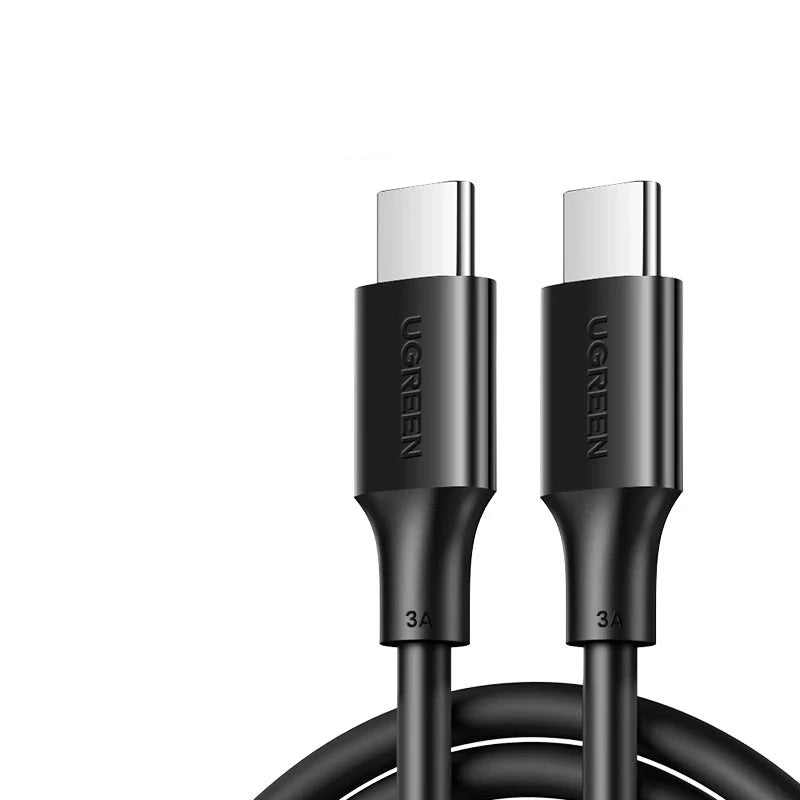 UGREEN USB C to USB Type-C Cable 100W 60W For iPhone 15 Macbook Samsung S23 Fast Charge Cable E-marker USB Type C 100W PD Cable 60W PVC Black / 0.5m - IHavePaws