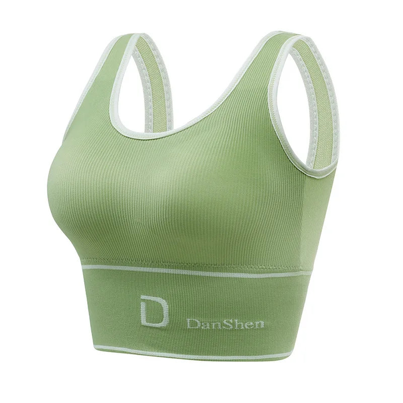 D-Shaped Underwear Women's bra Seamless Deep U-Shaped Back-Shaping Tube Top Yoga Sports Bra Without Steel Ring All-Match Base Green / Plus size (61-85kg) - IHavePaws