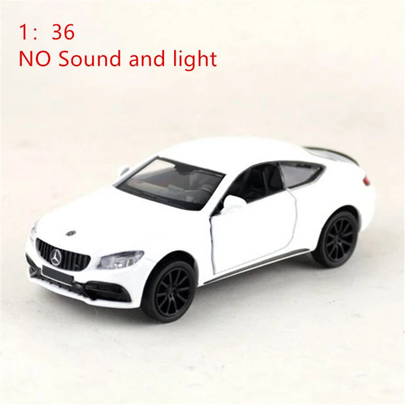 1:32 C63S Coupe Alloy Sports Car Model Diecast Metal Toy Vehicles Car Model Collection High Simulation Sound and Light Kids Gift 1 36 White 2 - IHavePaws