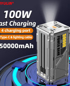 PD100W Fast Charging Power Bank 50000mAh USB C Large Capacity External Spare Battery Charger For IPhone 15 Xiaomi Samsung Laptop - ihavepaws.com