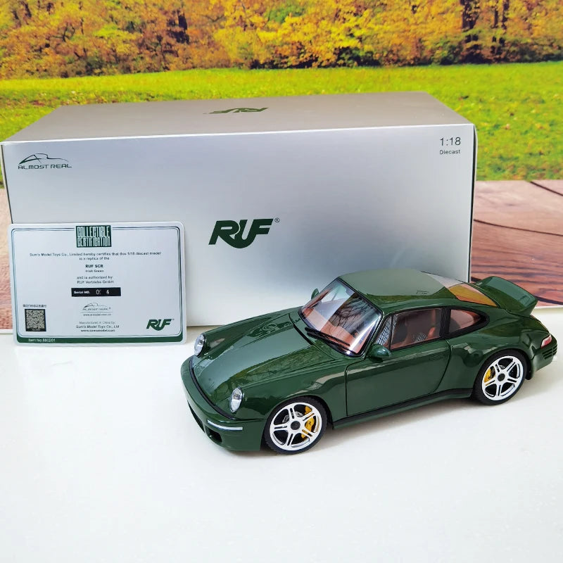 Almost real 1/18 RUF CTR Anniversary Edition 2017 Model Yellow Bird car model Send a friend a personal collection of metal Green - IHavePaws